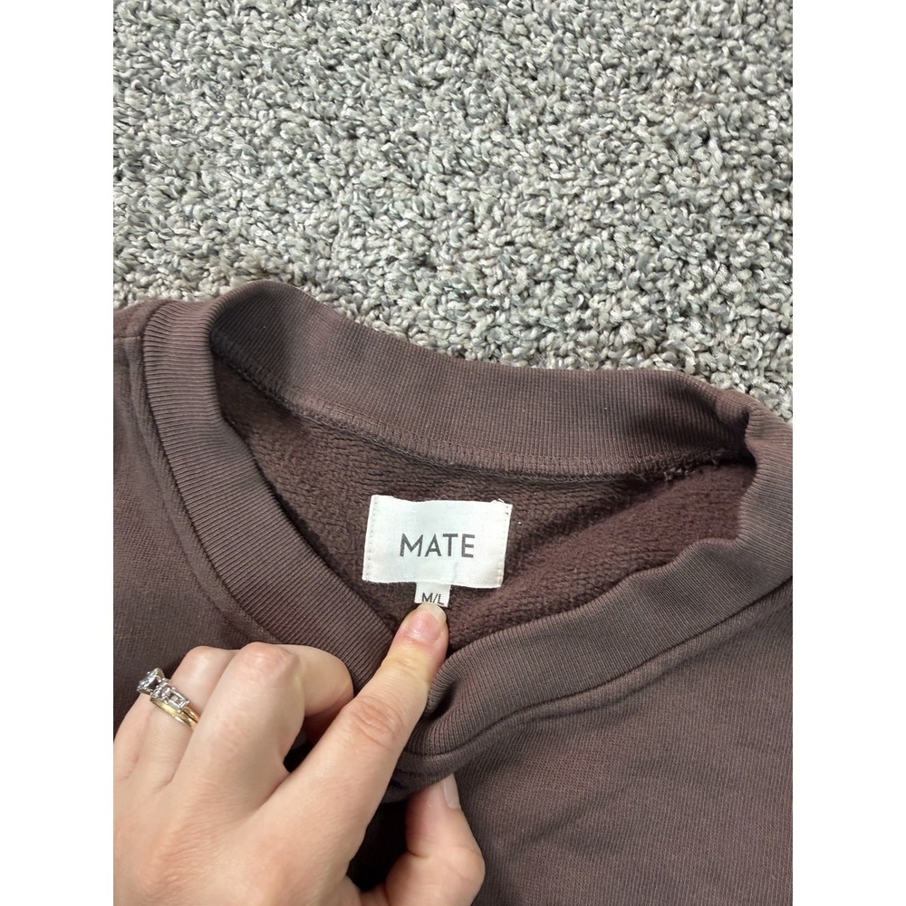 Mate The Label Pullover Sweatshirt Women's Size M/L Brown - Picture 4 of 10